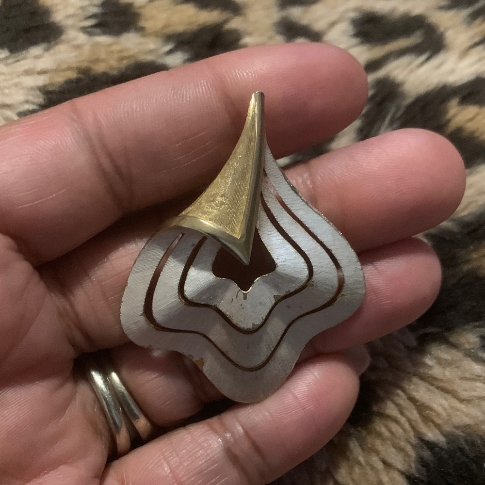 J.J Gold and Silver Layered Brooch